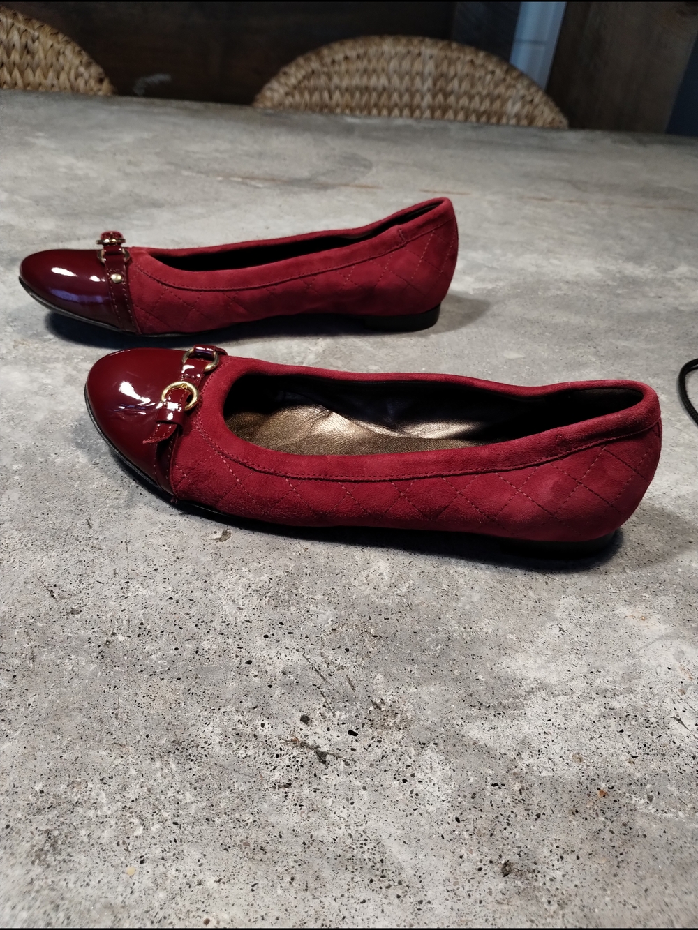 AGL Monika Cap Toe Flats Quilted Suede Patent Ruby 40 Italy - Picture 13 of 13